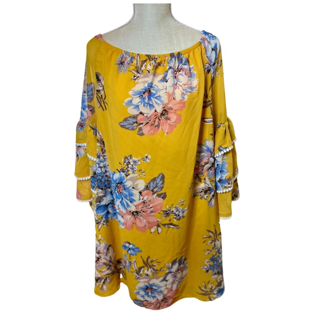 Plus Size Yellow Floral Dress